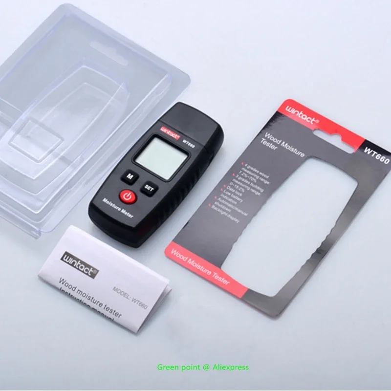 5 шт. WINTACT WT660 цифровой измеритель влажности древесины, сопротивление постоянного тока, зонд-гигрометр, детектор влажности древесины, подсветка