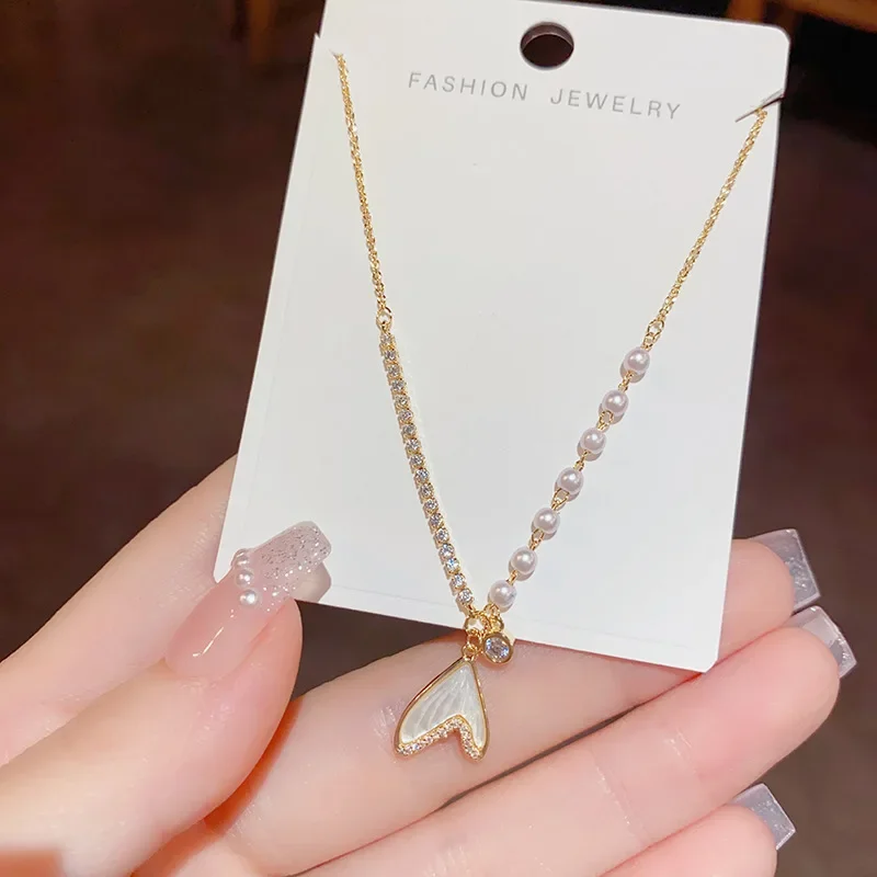 Internet Celebrities with The Same Simple Light Luxury Pearl Fishtail Niche Design Sense Fashion Temperament Necklace