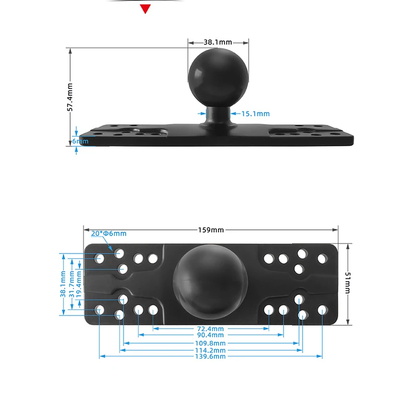 1.5 Inch Marine Fish Finder Mount with 38MM Ball for Ship Boat Lowrance Garmin Sonar GPS Support Compatible C Size Socket Arm