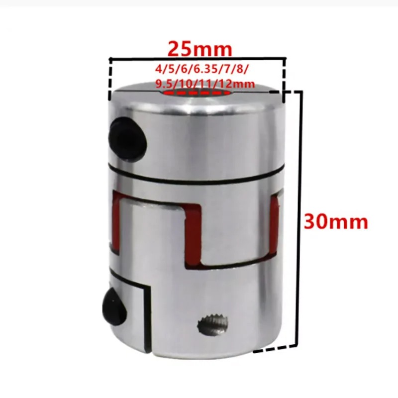 New D25L30 2Jaw Spider Plum Shaft Coupler Flexible Coupling Hole 5/6/6.35/7/8/9/10/11/14/12.7/13/ 12mm for CNC Motor Ballscrew