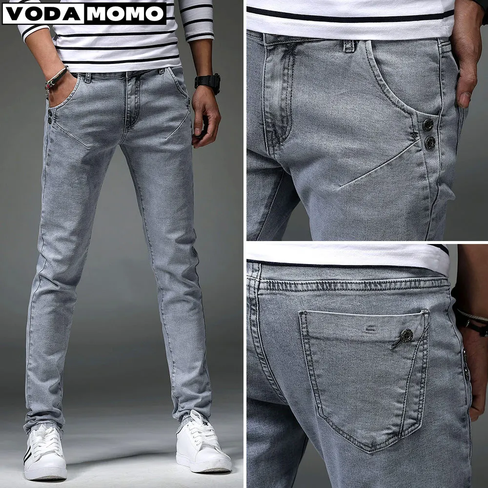 

New Pencil Jeans Spring Autumn Men's Silm Fit Casual Full Length Elastic Pants Male Fashion Vintage Long Pants 2023 Men Jeans