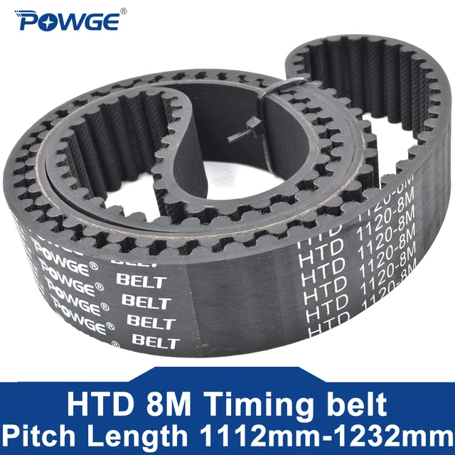 POWGE HTD 8M Timing belt Lp=1112 1120 1128 1136 1144 1152 1160 1168 1176  1184 1192 1200 1208 1216 1224 1232 Width 15-50mm Rubber - AliExpress