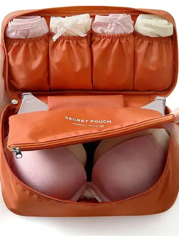 Bolsa de almacenamiento de viaje portátil, bolsas organizadoras de ropa interior y sujetador multifunción, estuche de cosméticos para viajes al aire libre