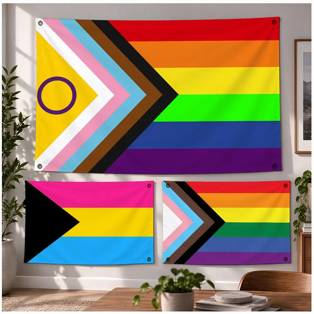 Inclusive Vibrant Art L-LGBT Pride Flags Four Ring Ornament Indoor Outdoor Decor Simple Hanging Mount Gift