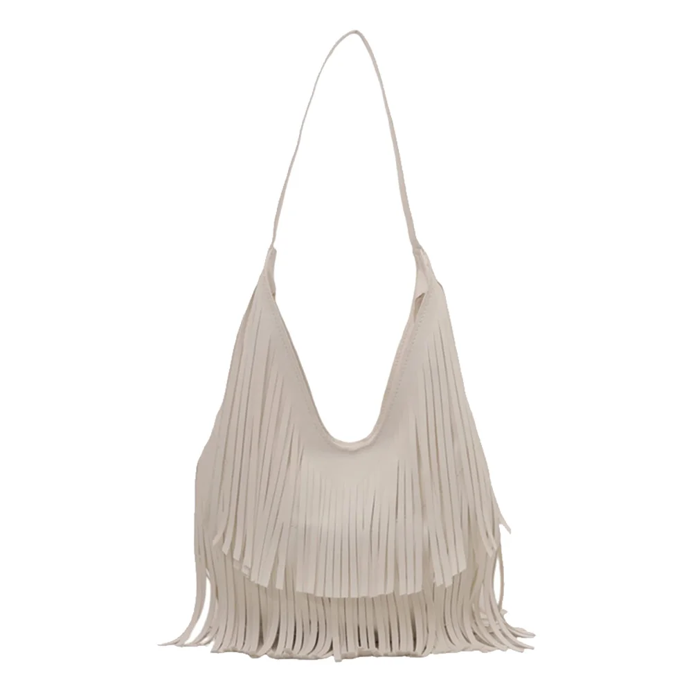 

Women Casual Leather Tassel Handbag PU Leather Leisure Tote Bag Solid Color Vesatile Tote Handbag Travel Party Date Shoulder Bag