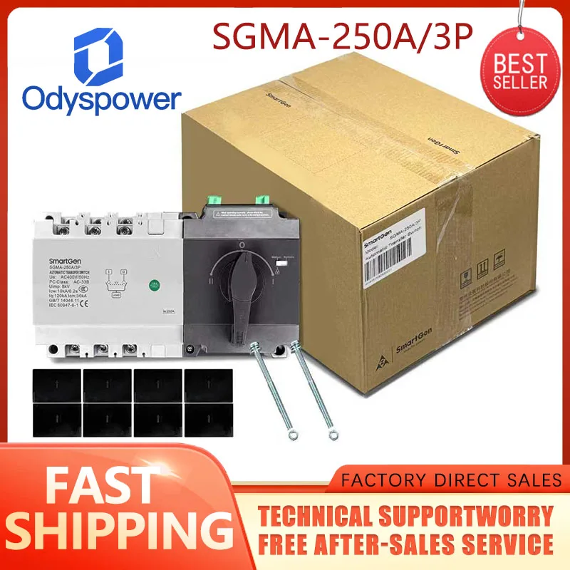SmartGen Genset Generator ATS Dual Power Automatic Transfer Switch SGM SGMA-250A 250A 3P Match With Generator Control Moudel