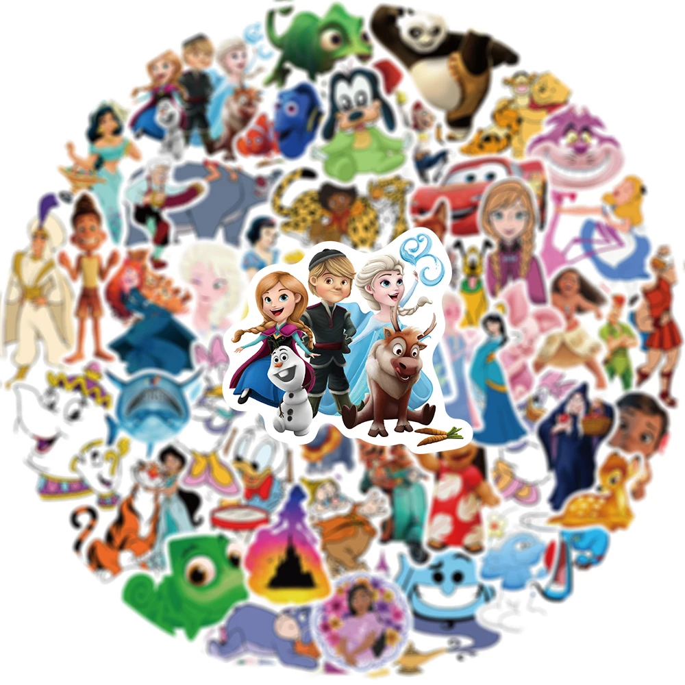 10/30/50/100pcs Disney Mix Stitch Micky Princess Cute Stickers Graffiti Decals Motorcycle Laptop Waterproof Sticker for Kid Toy