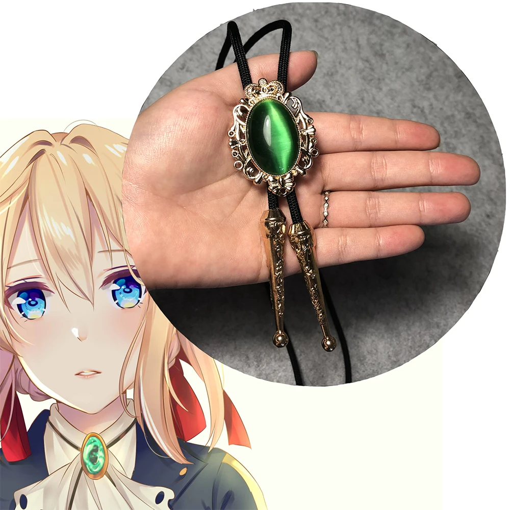 Violet Evergarden Long Necklace Cosplay Halloween Costumes Accessories Gem Pendant Sweater Chain Women Jewelry Collection Props