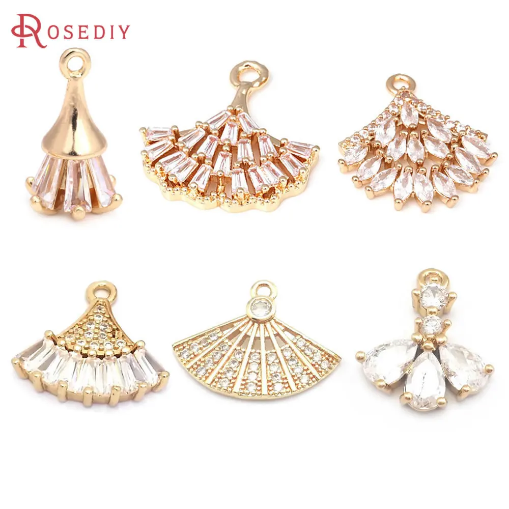 Total 6PCS (Each Style 1 Piece) Brass Mixed Sector Charms Pendants Necklace Earrings Diy Accessories Rosediy official-website