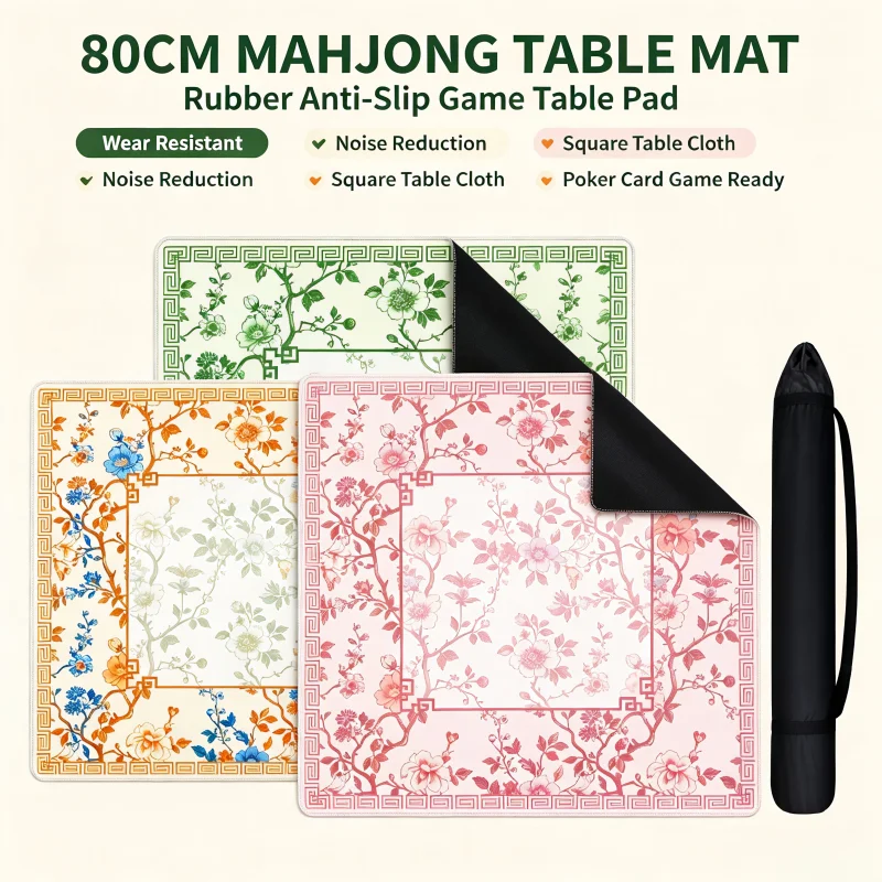 80cm Mahjong Table Mat Poker Card Nine Game Table Pad Rubber Anti Slip Wear Resistant Noise Reduction Square Table Cloth