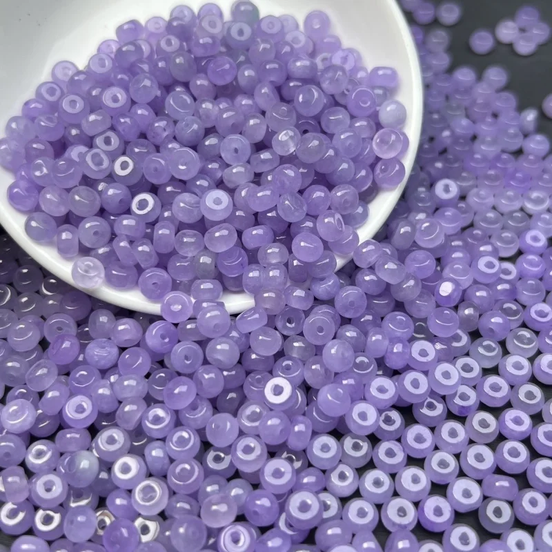 

100PC Purple Jade Stone Abacus Beads Natural Emerald Accessories Hand-Carved DIY Bangle Jewellery Fashion Necklace Luck Amulet