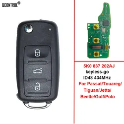 QCONTROL 3T0837202N 5K0837202AJ 5K0837202E Remote Car Key For VW Beetle Eos Golf Jetta Sharan Skoda 434Mhz ID48 Chip Keyless Go