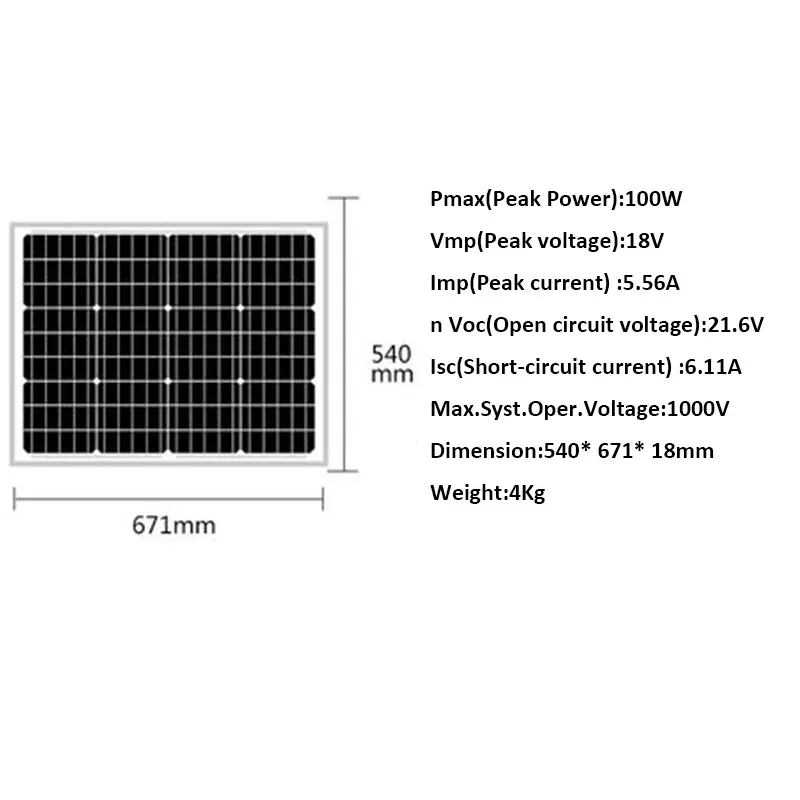 Solar  Panel 12V 100W 1000W  Monocrystalline  Solar Battery Charger Off Grid Car Caravan Camping Boat Yacht Motorhomes RV Farm