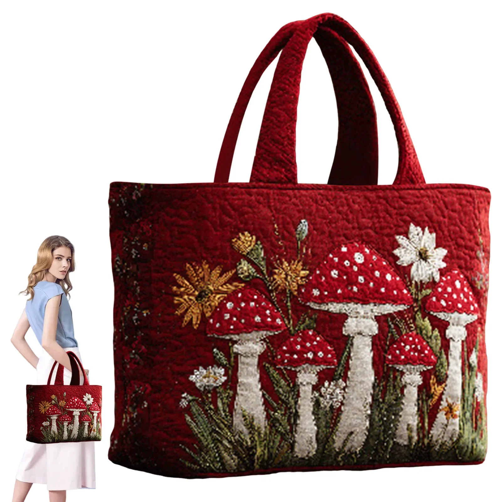Quilted Tote Bag Three Quilted Handbags Classic Sunflower Quilted Bag Tote Cute and Flowers College Necessities for Girls