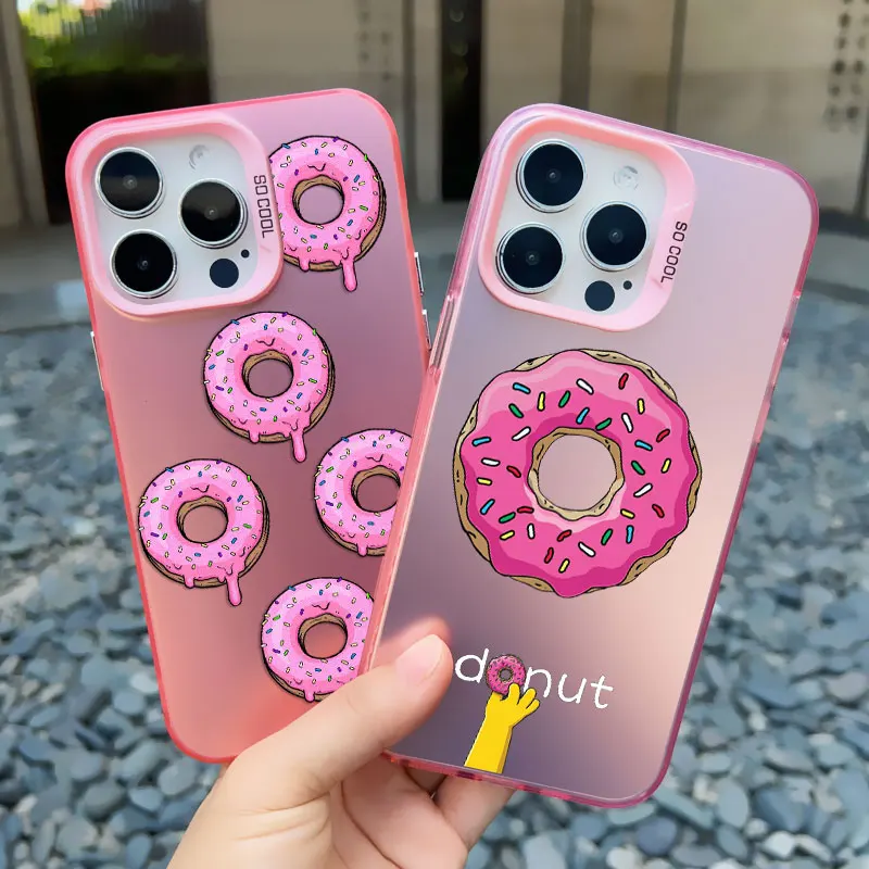 

Cute 2D Cake Doughnut Laser Phone Case For iPhone 15 14 Plus Pro Max 16 Pro Max 13 12 Mini Pro Max 11 Shockproof Back Covers