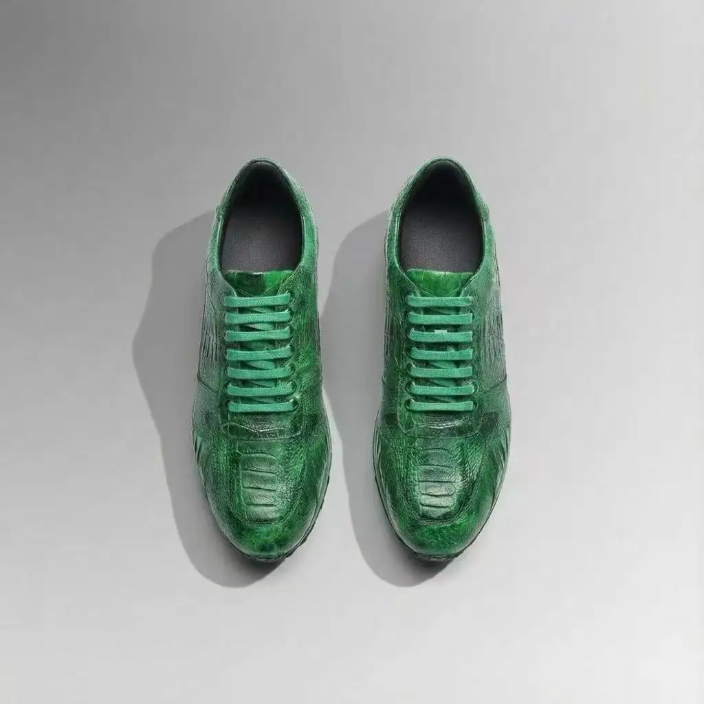 2025 new arrival Fashion Ostrich skin causal shoes men,male Genuine leather Sneaker PDD746