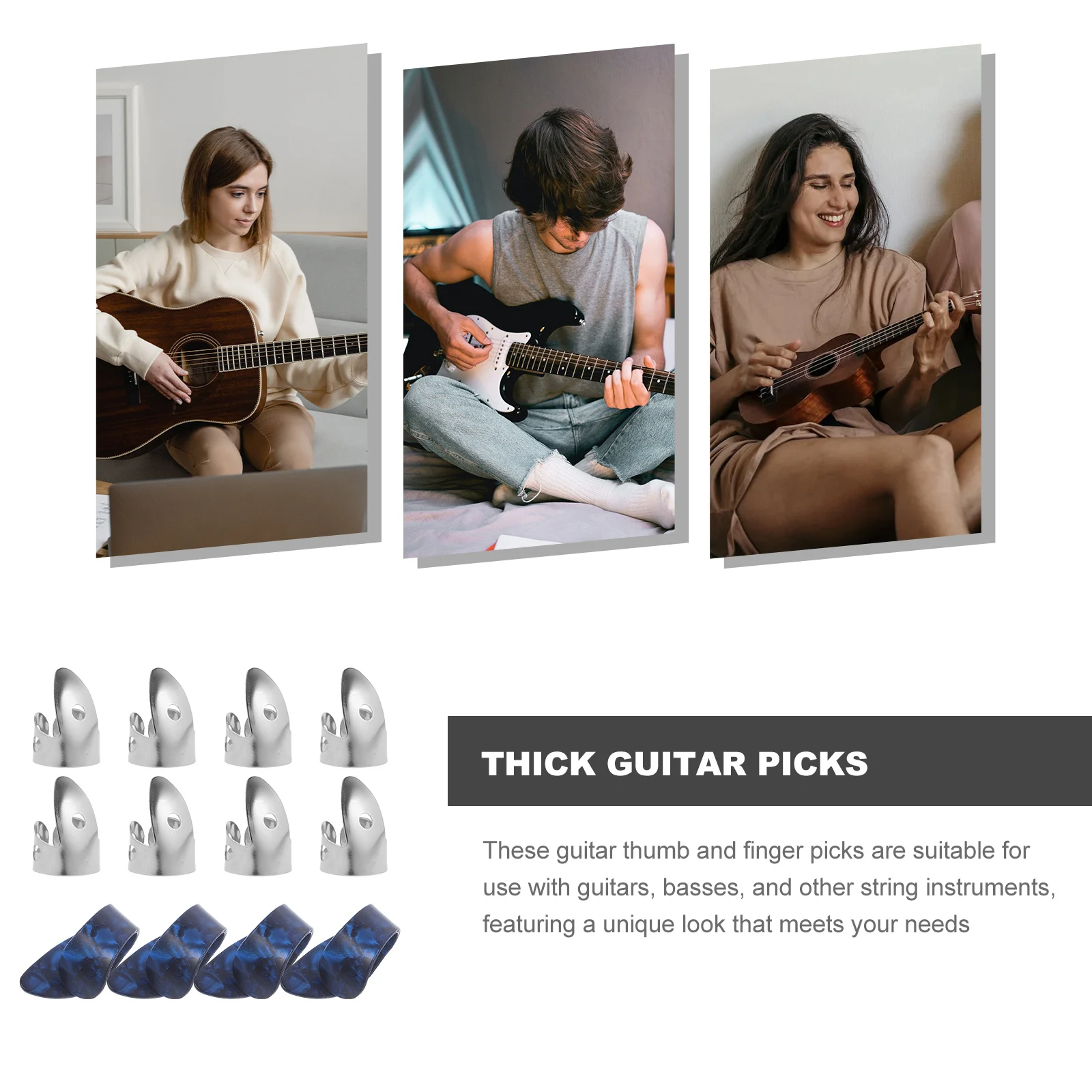 

12 Pcs Guitar Pick Bulk Picks Acoustic Accessories with Hole Thumb Metal Thick Folk