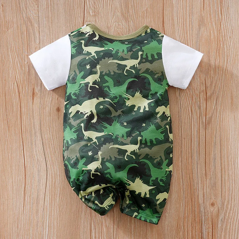 Camouflage dinosaur print baby romper One-piece round collar Summer short sleeve For Toddler Outfits Newborn Baby boys Jumpsuit