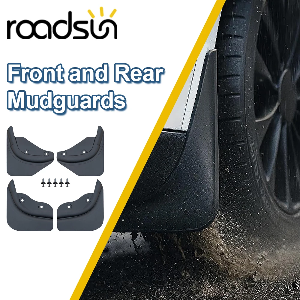 

Roadsun Mud Flaps For Tesla Model Y Juniper 2025 Flexible Mudguard Anti-Snow Anti-Sand Splash Front Rear Mudflaps Guard Set of 4