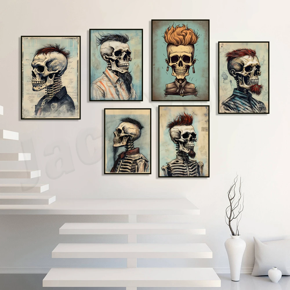 Barber Shop Prints - Tattoo Art - Skull Prints, Barber Shop Tattoo Shop Wall Decor - Tattoo Shop Hairdresser Gifts