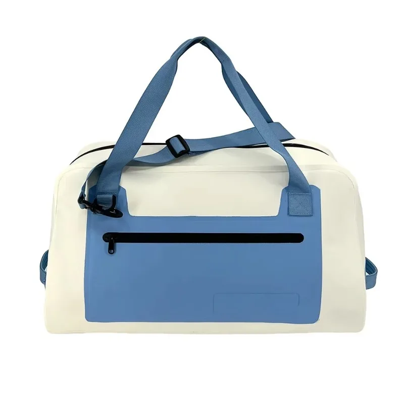 Stylish waterproof dry travel bag with sealed zipper buckle, heavy duty backpack strap, suitable for camping, hiking, boating