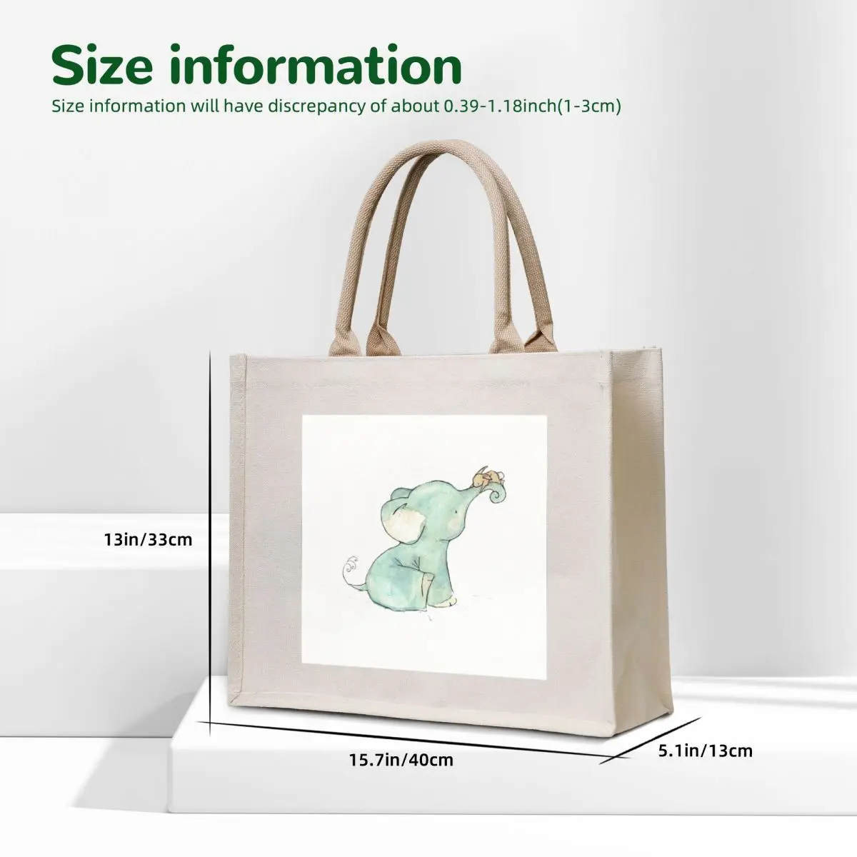 cute elephant playing with small rabbit drawing Tote Bag shopper bag women canvas large size bags Women's tote bag