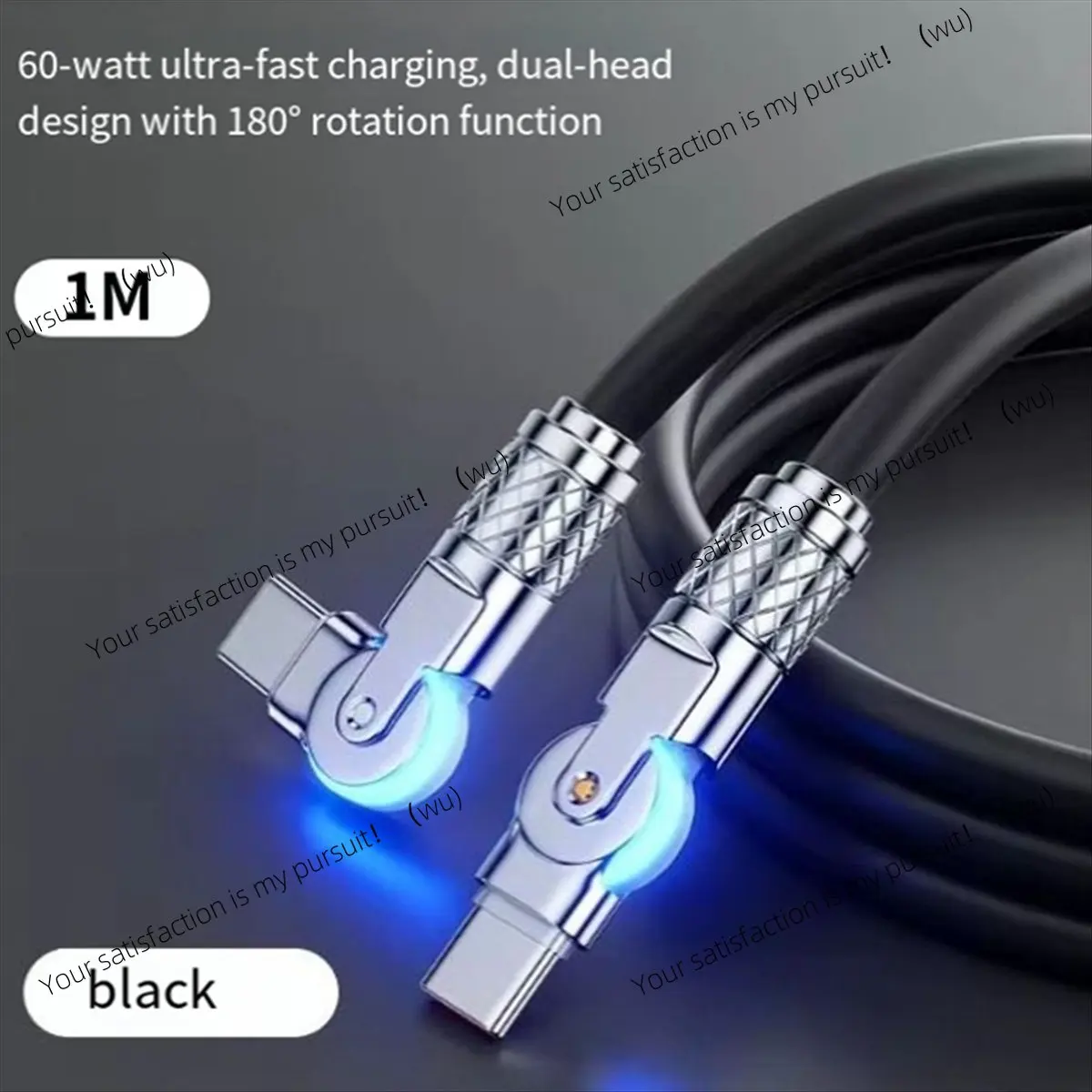 Type-C to Type-C 180° Swivel Double Elbow Mech Data Cable Fast Charging & Data Transfer Cable for Laptops and Tablets 2m