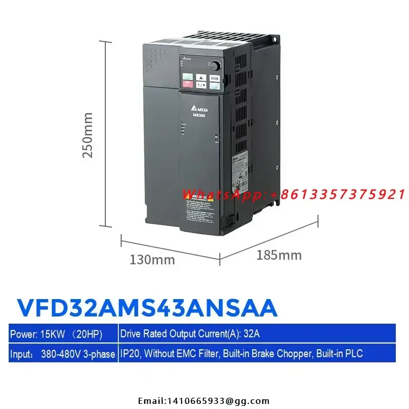 15KW 480V Three Phase MS300 Compact AC Drive VFD32AMS43ANSAA with Sensorless Vector Control IP20 3-7 Days Delivery