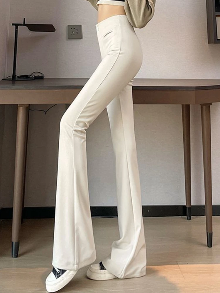 Flare Pants Women Skinny Office Lady Korean Style Solid All-match Spring Fashion Ulzzang Temperament Vintage Casual Classic Chic