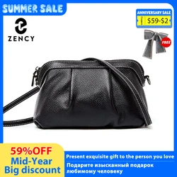 Zency New Model Women Messenger Bag 100% vera pelle di alta qualità piccole borse Hobos borsa a tracolla da donna Casual quotidiana nero grigio