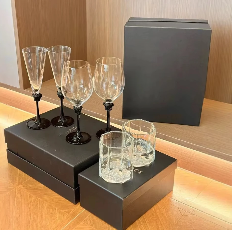 

European Style Crystal Glass Red Wine Glass Gift Box Light Luxury Red Wine 2pcs Set Champagne Glass Highball Set