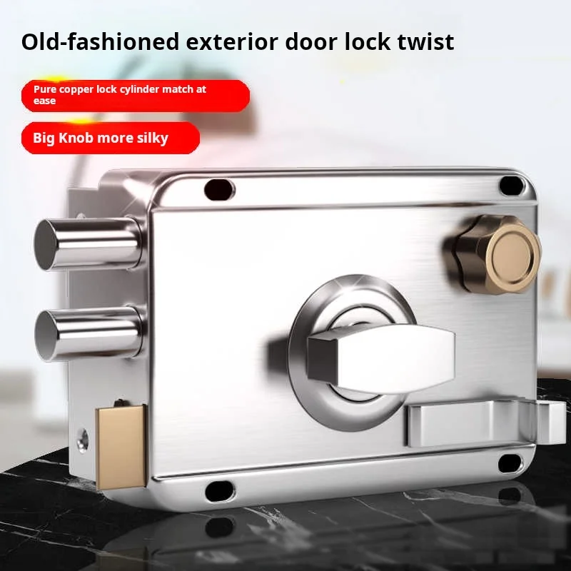 1PCS Old Style Exterior Door Lock Household Universal Bedroom Room Replacement Anti-theft Door Mechanical Lock Accessory