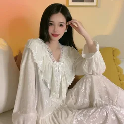 Thicken Warm Gold Velvet Sleepwear For Women Winter Pajamas Set Loose Long Sleeve V Neck Nightwear Pyjamas Female Home Suit