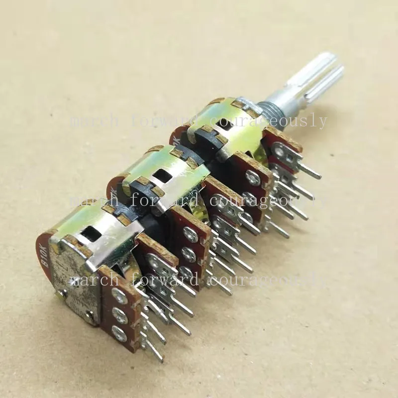 10PCS 16-type six-channel 18-pin potentiometer B10K audio/multi-channel volume potentiometer Handle length 25MM