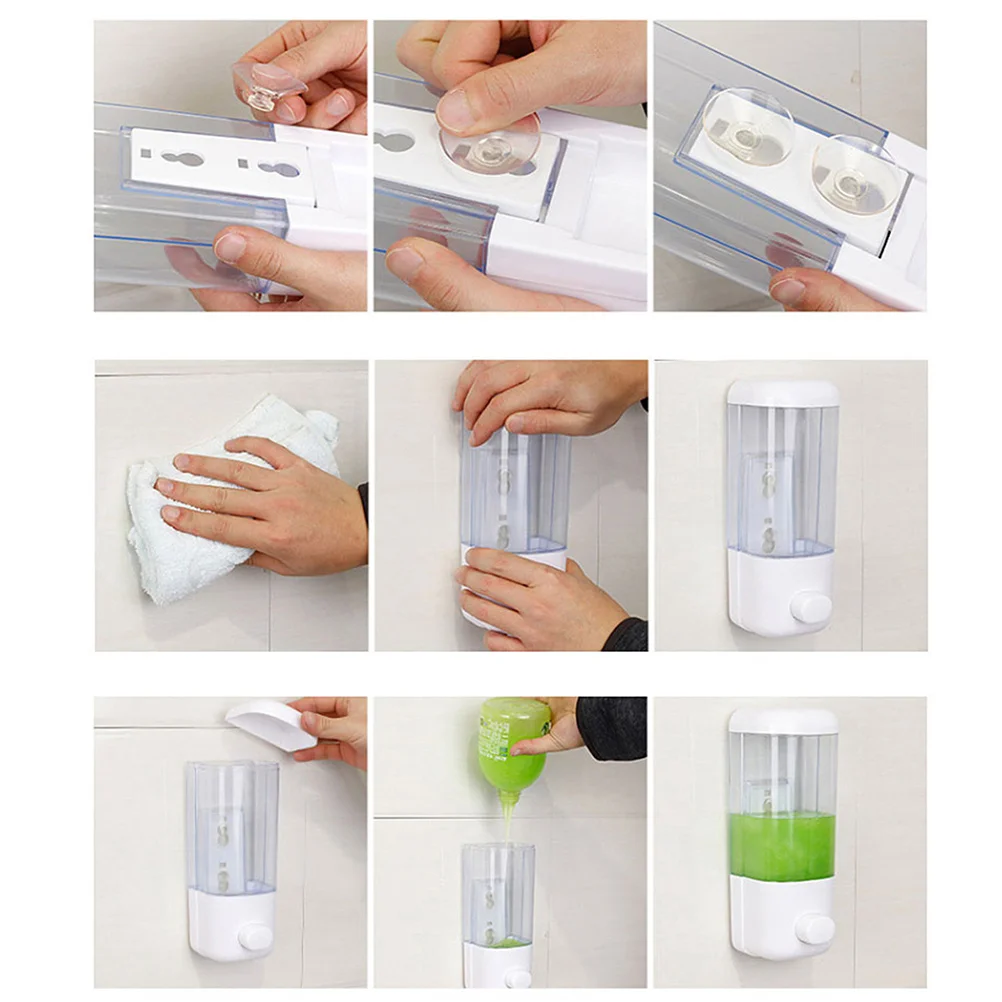 

Strong Suction Cup Wall Mounted Soap Dispenser 22x8.3cm White for Bathrooms Kitchens Home Office School Hospital Hotel