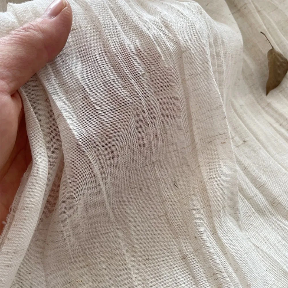 Japanese Style Pressed Wrinkled Linen Cotton Gauze Curtains for Living Room Bedroom Slightly Translucent People Customized