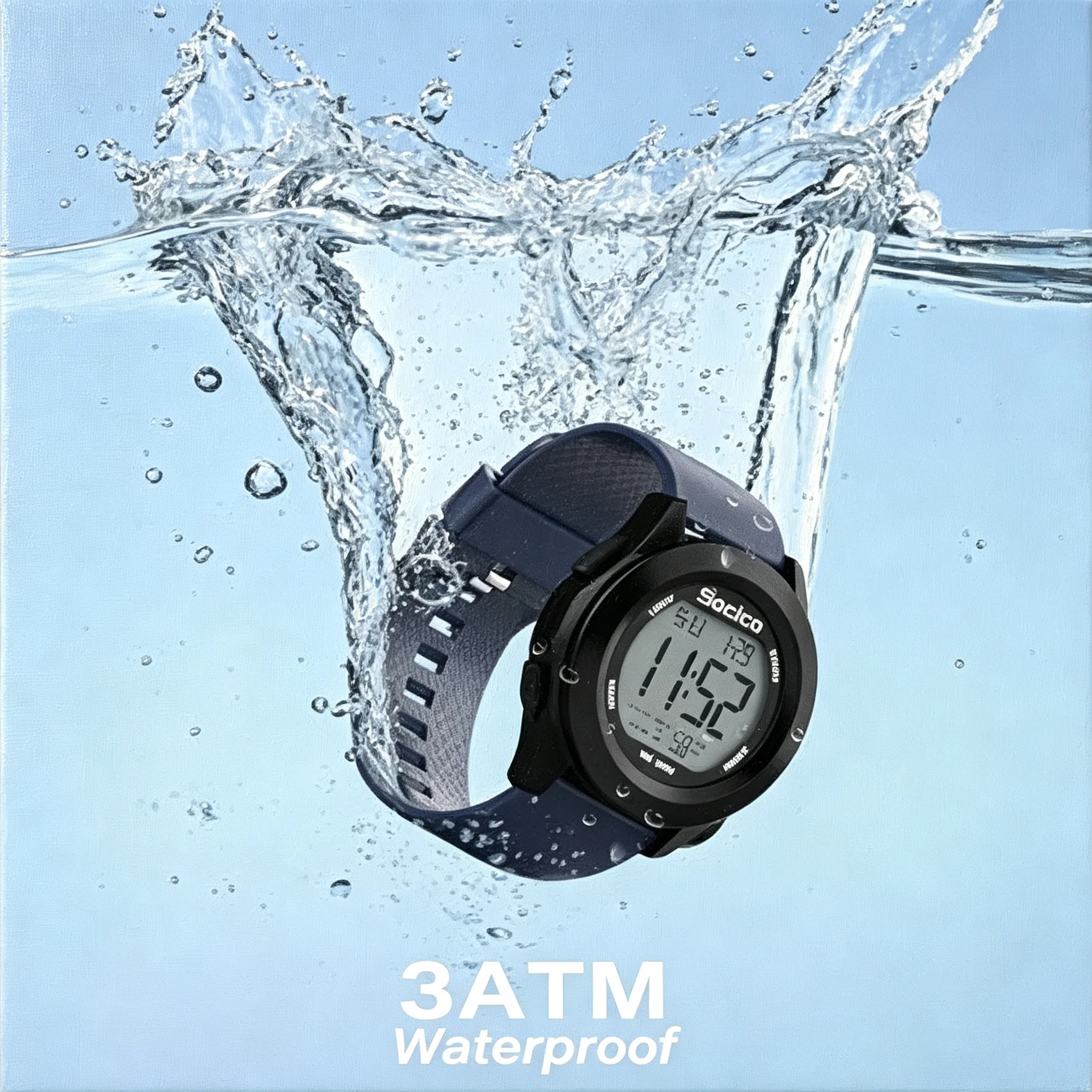 SOCICO Men Digital Watch Sports Watches Timing Function Alarm Clock Waterproof 30M Digital Watch Military Clock Large Screen