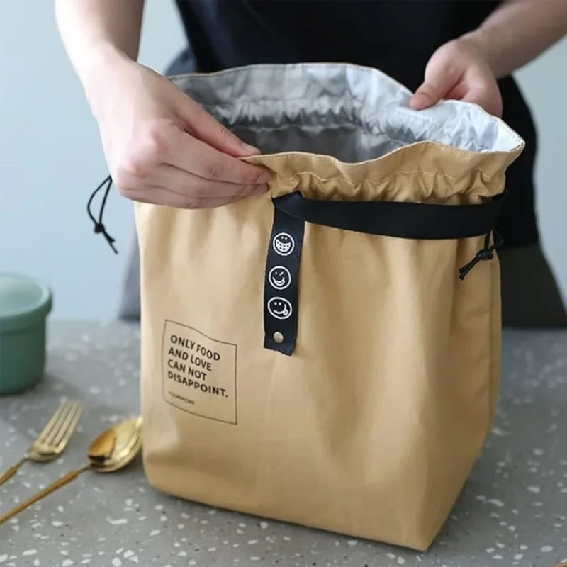 1pcs Portable Lunch Box Bag Is Easy to Pack the Drawstring Bag Strap Lunch Bag Outdoor Bag Simple Picnic Box Bag Handbag