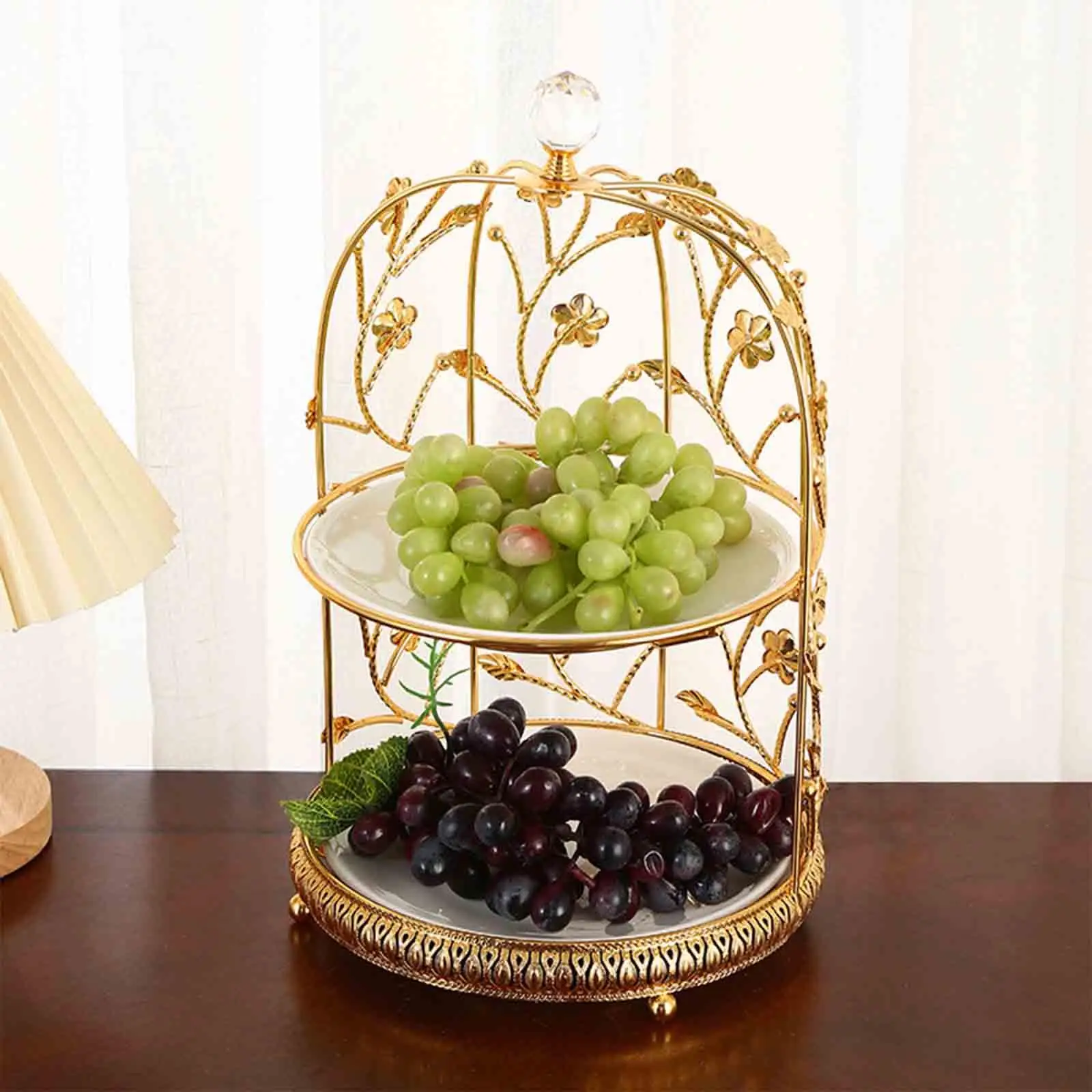 

Double Layer Cake Stand Candy Snacks Rack for Dining Table Hotel Graduation