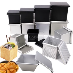 6 7 7.5 8 9 10cm Square Cube Smooth Nonstick Leaky Anodizing Aluminium Bread Box Mold with Lid Cake Toast Maker DIY Bakeware