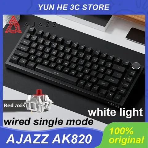 Ajazz Ak820 기계식 키보드 유선 USB 75% 백색광 가스켓 전체 키 핫 스왑 Esports 게임용 키보드 Pc 노트북 용 맞춤형