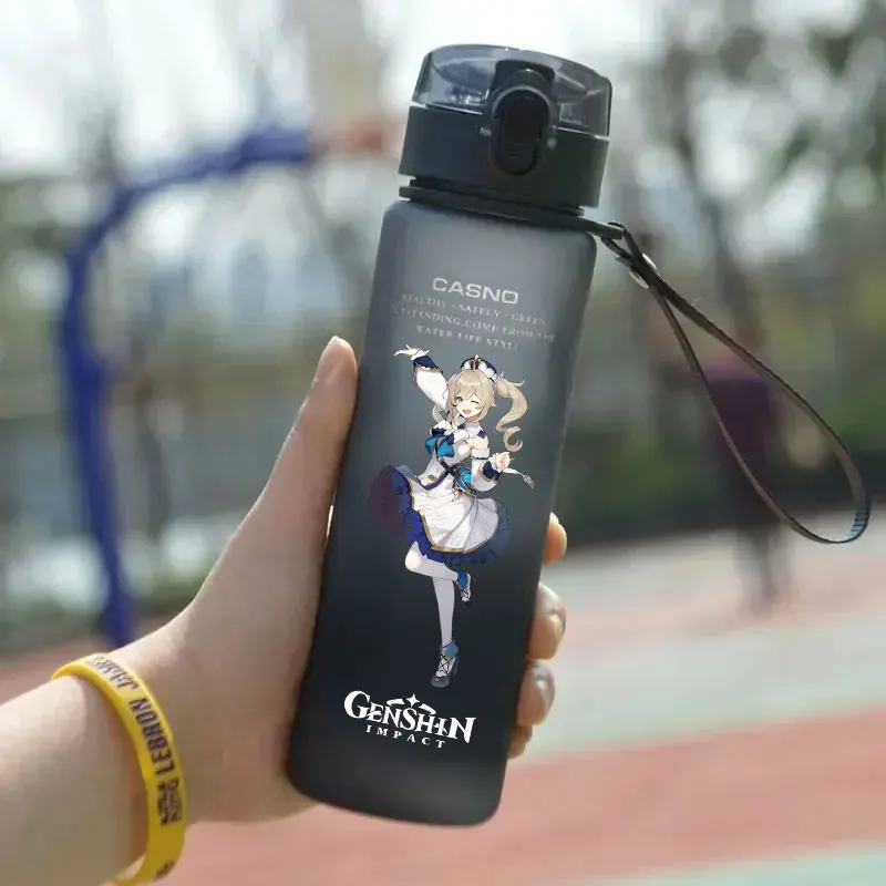 Genshin Impact 560ml Water Cup Drinking Outdoor Cartoon Large Capacity GanYu Klee KeQing Water Bottle Children Portable Plastic