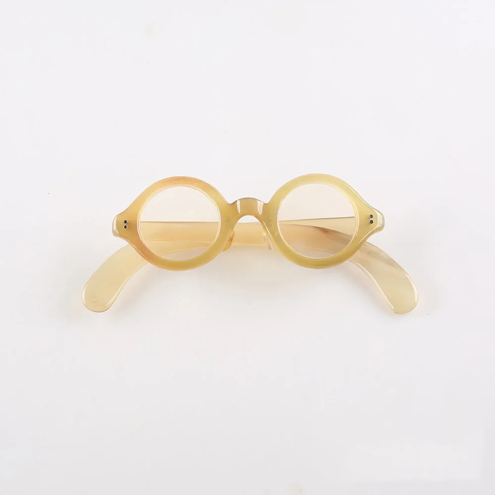 Eyeglass Frames Vintage Small Handmade Honey Horn Prescription Men's Glasses Frame Unique Vintage Round Thick Optical Eyeglasses