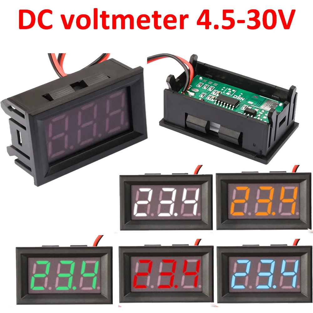 

0.56 inches LED DC Digital Voltmeter 3-Wire 4.5V-30V Battery Voltage Tester Single Color Display for Motorcycle Battery Monitor