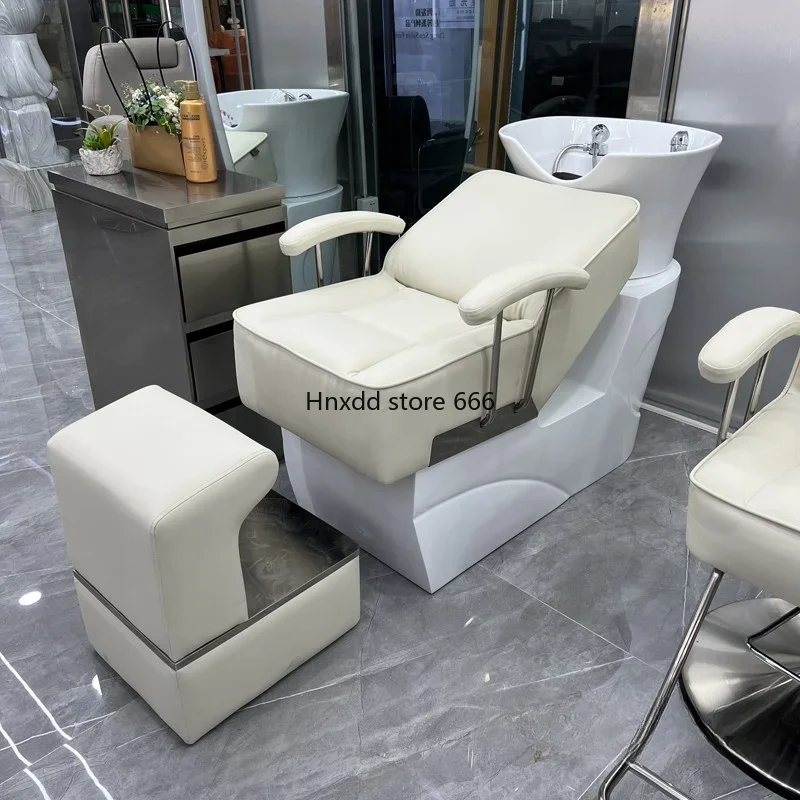 High-end barber shop shampoo bed hair salon special semi-reclining hair salon flush bed