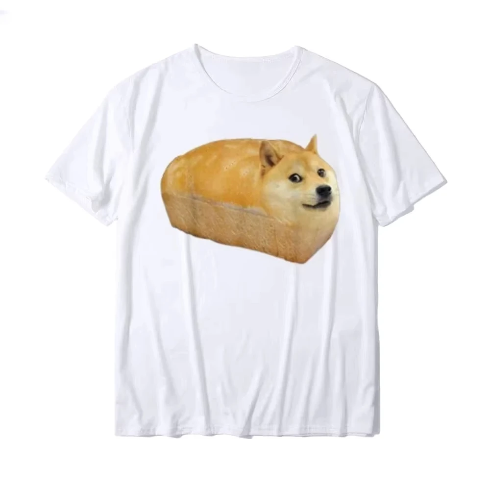 Funny Shiba Inu Doge Bread Meme Graphic T-Shirt Normal Tops T Shirt for Woman Summer New Coming Cartoon T Shirts Casual Y2k Tee