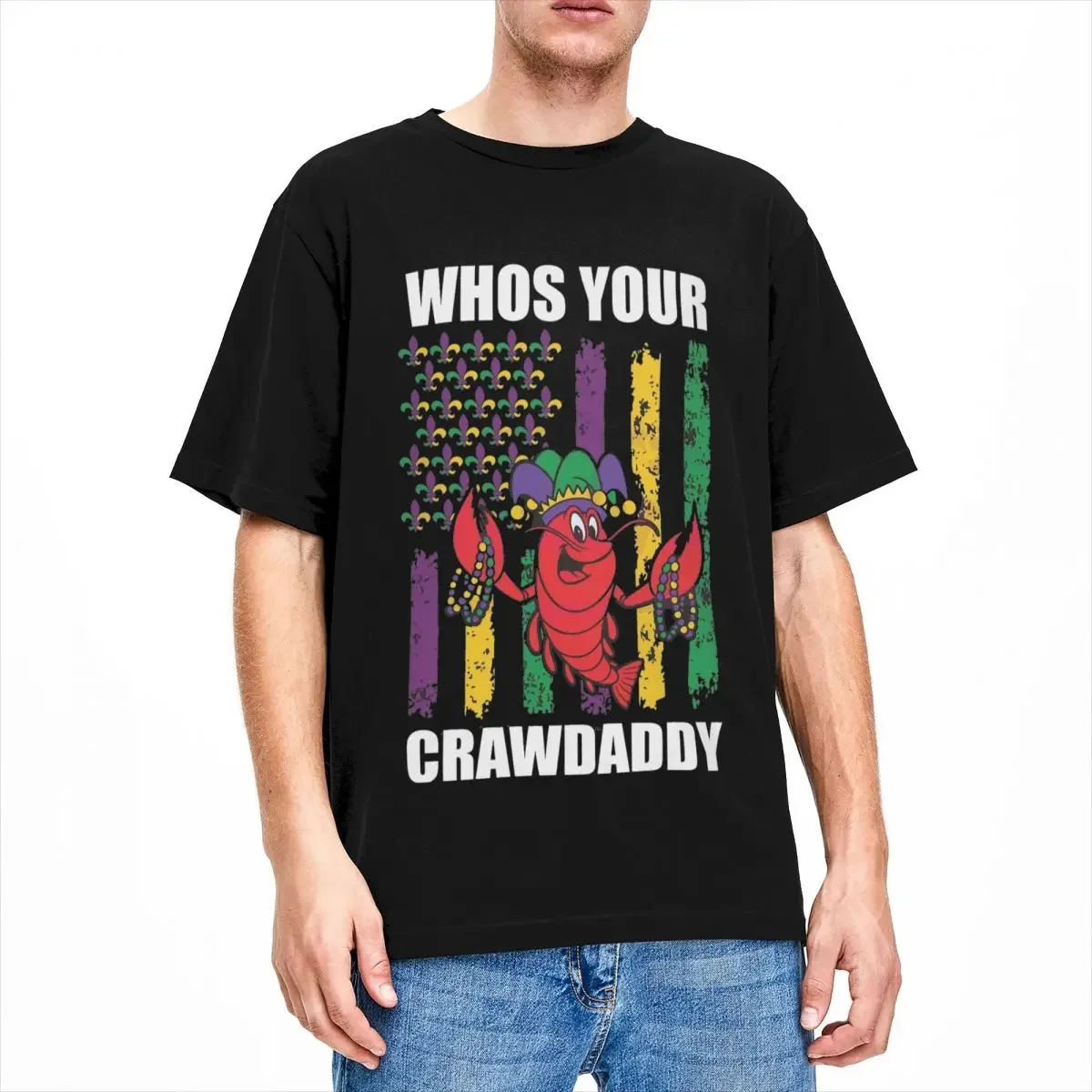 Men Women's Funny Mardi Gras Shirts Apparel Novelty Crawdaddy Crawfish Jester Beads T Shirt Tee Clothing New Arrival