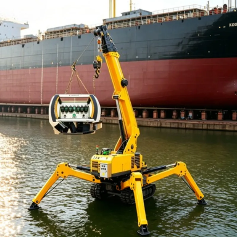 Spider Crane with Articulating Arm 3 Ton Mini Crawler Hydraulic Telescopic Boom Remote Control CE Portable Construction Lift