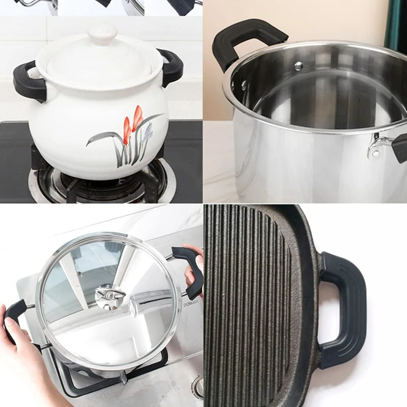 حامل مقبض وعاء سيليكون ، حماية الإصبع ، مقاوم للحرارة ، غطاء مشبك لمقالي القلي