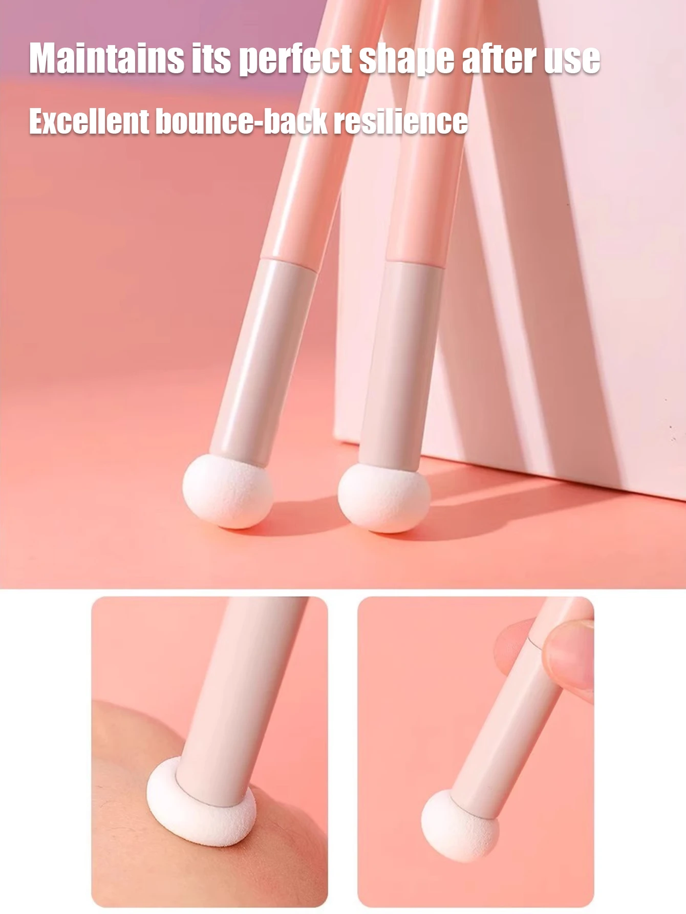 1/2PCS マッシュルームヘッドスポンジチップコンシーラーブラシ、目の下、涙溝、笑顔のラインをカバーするための柔らかい小さなディテールブラシ